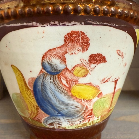 Antique Victorian English  Pottery Copper Luster Ware Jug/Pitcher 1840 - Picture 5 of 10